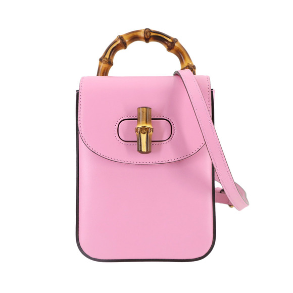 Gucci Handbags - GUCCI Authentic Pink Leather Bamboo Shoulder Bag